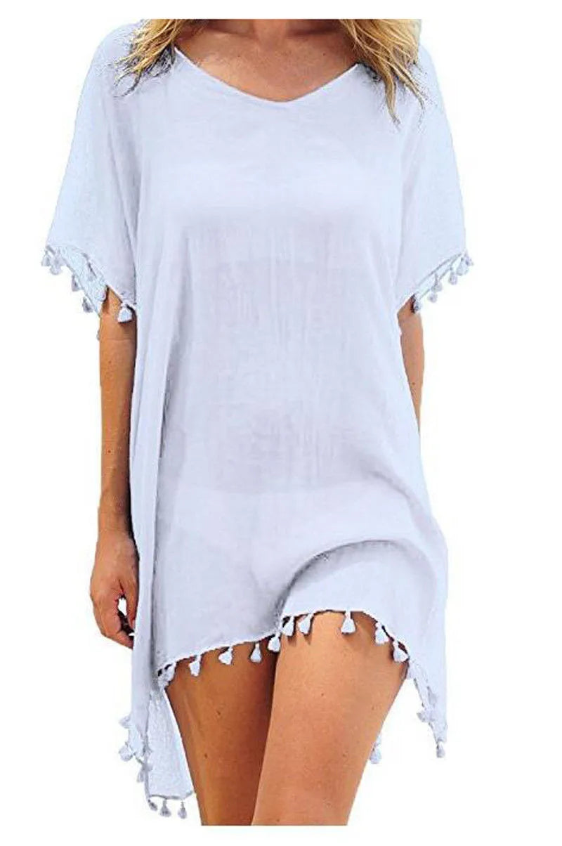 White tassel cover-up