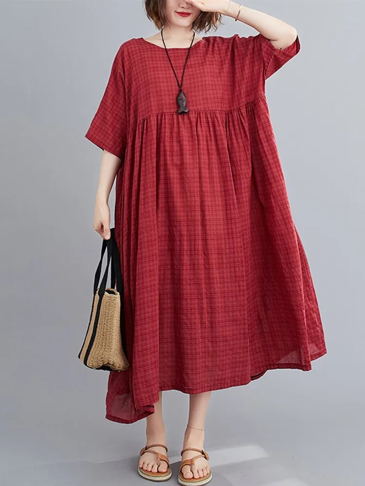 Burgundy plaid dress