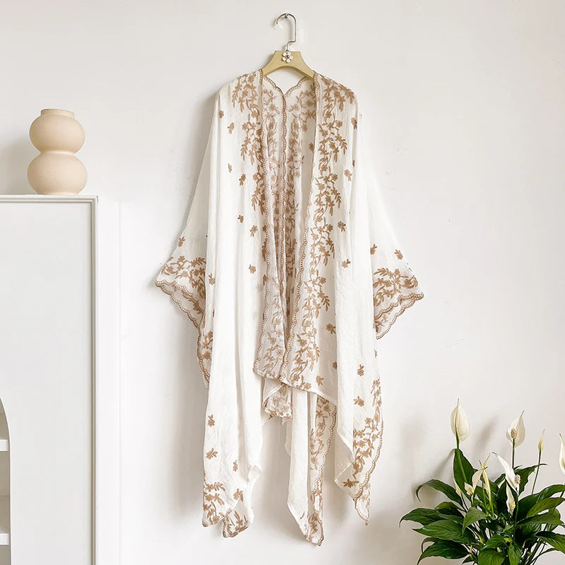 White embroidered kimono