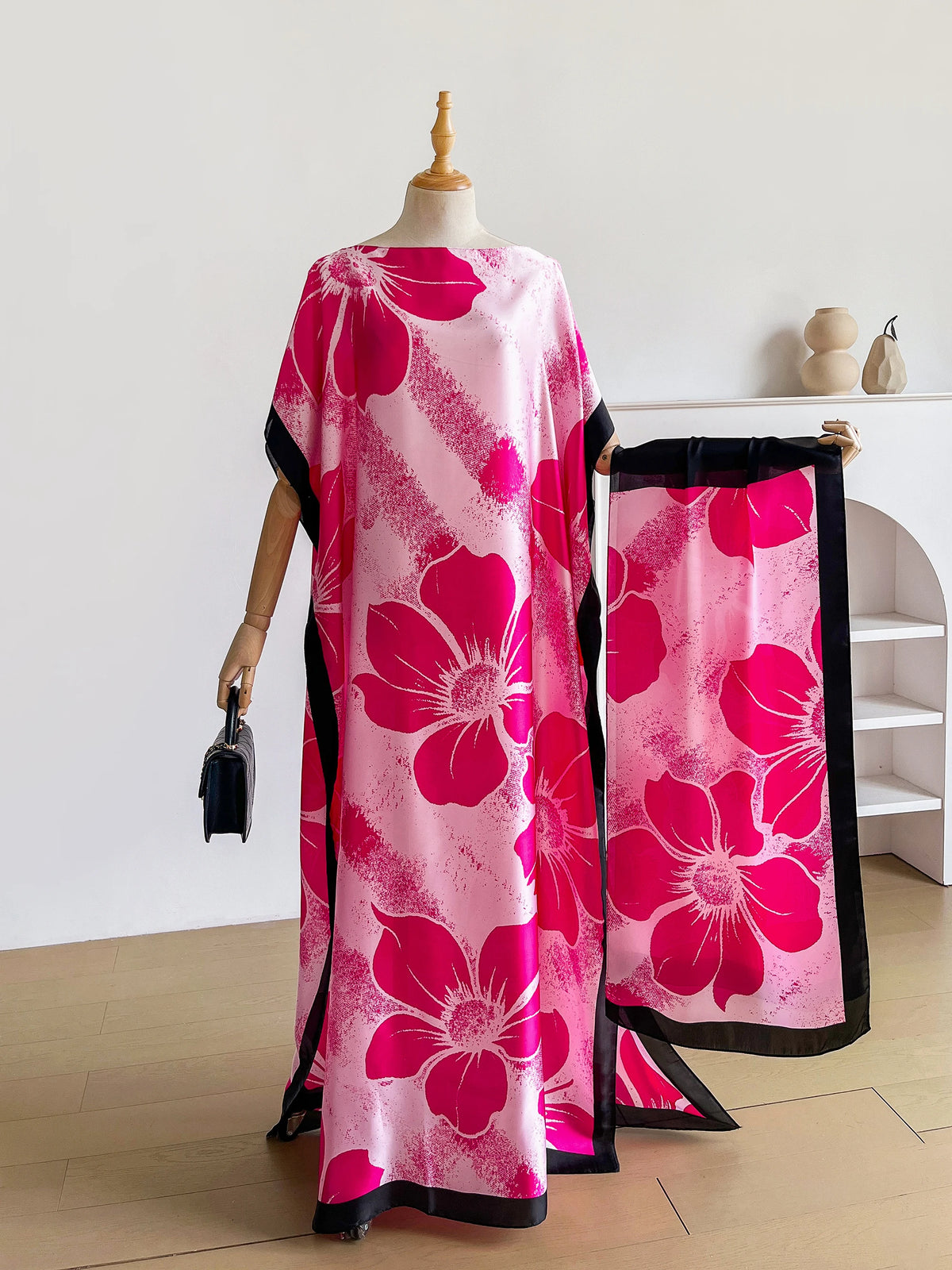 Pink floral kaftan