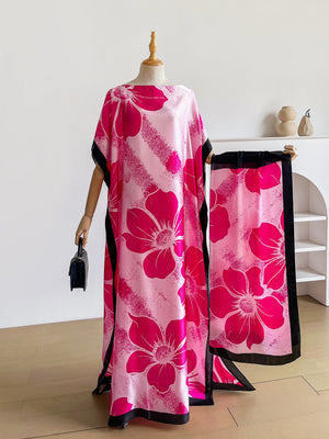 Pink floral kaftan