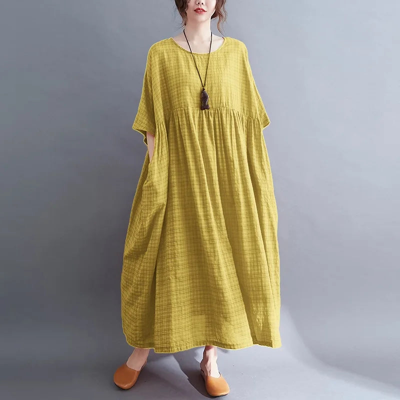 Yellow plaid dress