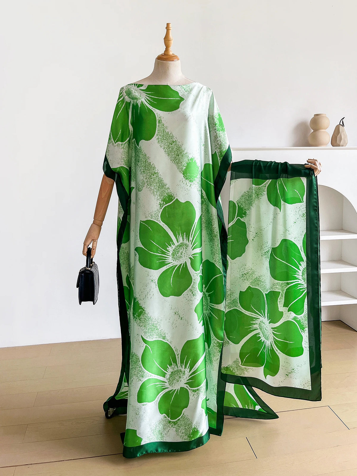 Green floral kaftan