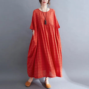 Orange red plaid dress